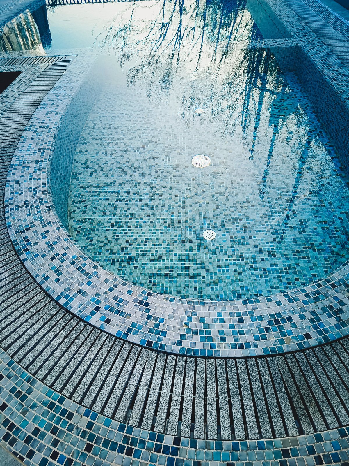 Modern swimming pool with transparent water